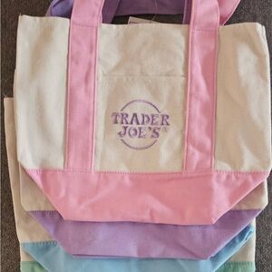 Trader Joe’s Mini Tote bag set of 4 pink purple blue mint